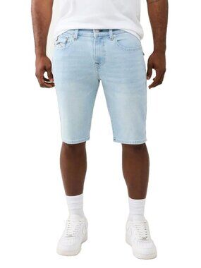 True Religion Rocco Big T Flap Denim Shorts Light Journey Men's Size 34 NWT